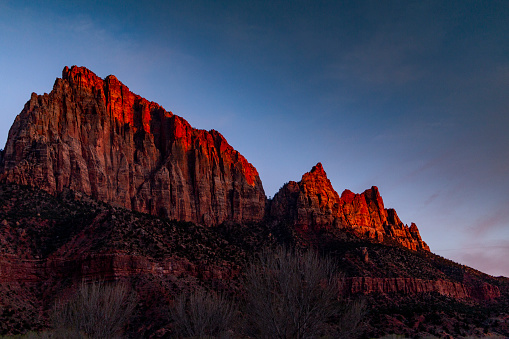 Mountains of the Zion National Park in the sunset