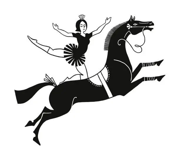 Vector illustration of Ballerina on Horseback