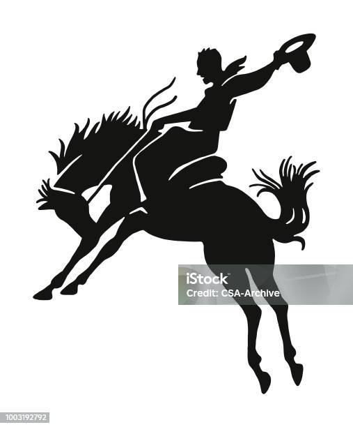 Cowboy Riding A Horse Stock Illustration - Download Image Now - Cowboy, Icon Symbol, Rodeo