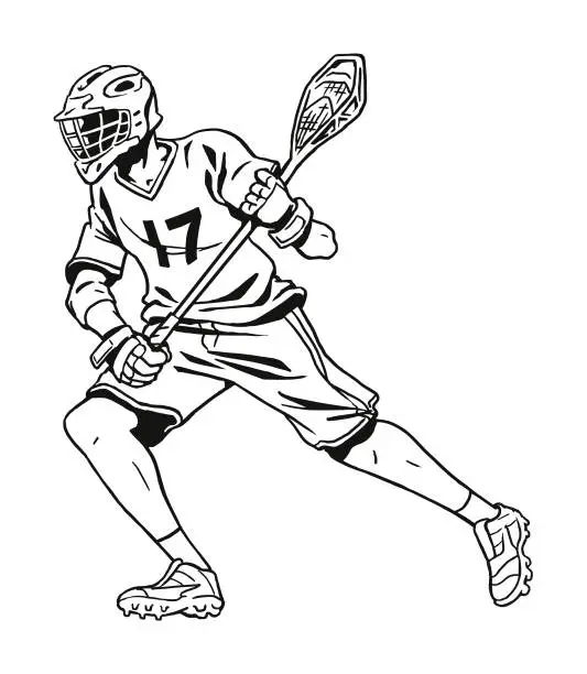 Vector illustration of Lacrosse Player