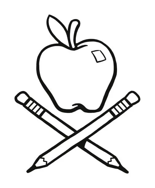 Vector illustration of Apple and Pencils
