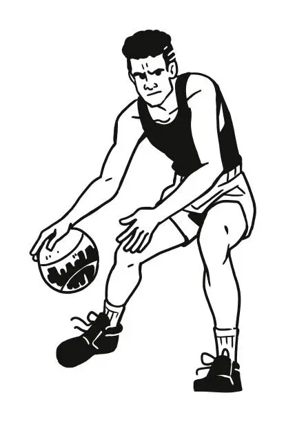 Vector illustration of Man Playing Basketball
