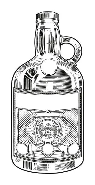 Vector illustration of Glass jug With Label