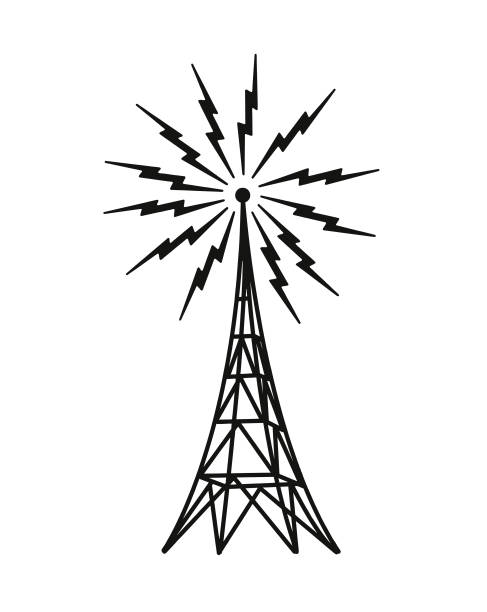 wieża transmisyjna - antenna stock illustrations