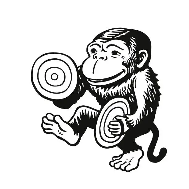 Vector illustration of Monkey Clanging Cymbals