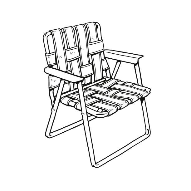 illustrazioni stock, clip art, cartoni animati e icone di tendenza di sedia da prato - outdoor chair