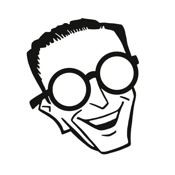 Vector illustration of Smiling Man with Glasses