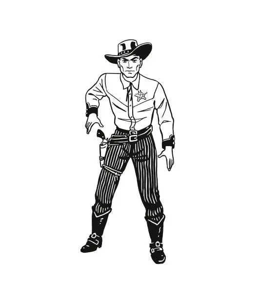 Vector illustration of Cowboy Reaching for a Gun
