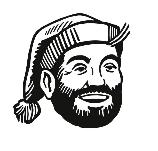 Vector illustration of Bearded Man Wearing a Stocking Cap