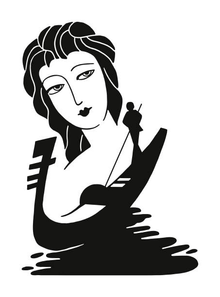 女性とイタリアのゴンドラ - gondolier点のイラスト素材／クリップアート素材／マンガ素材／アイコン素材