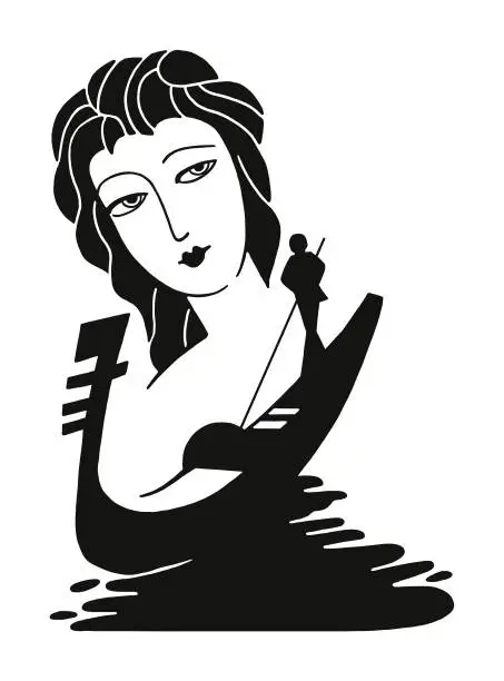 Vector illustration of Woman and Italian Gondola