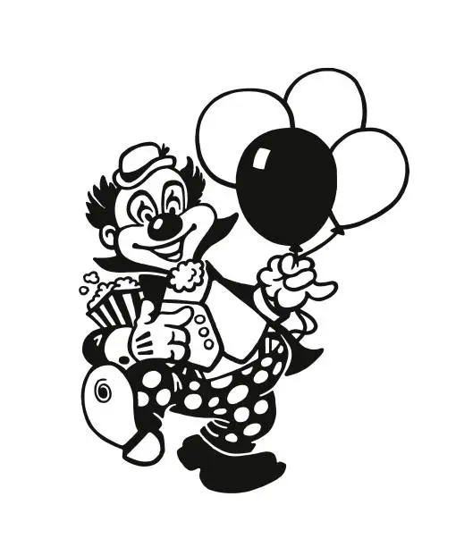 Vector illustration of Circus Clown Holding Balloons