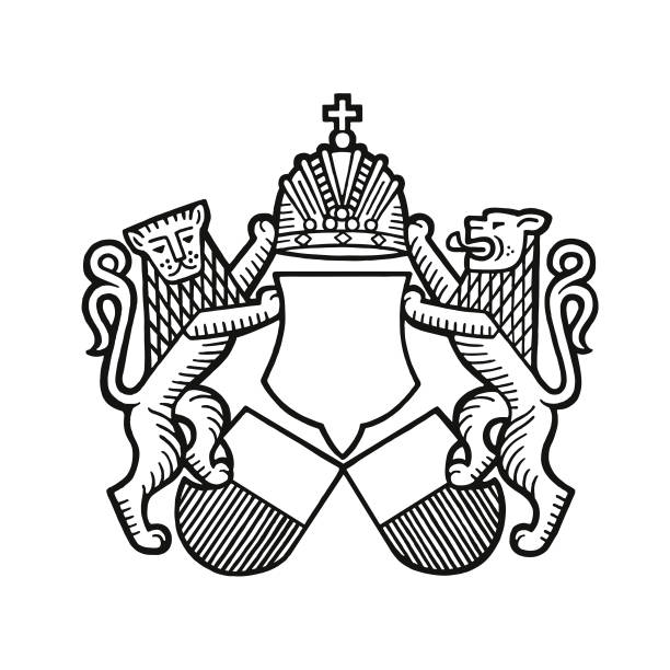 ilustrações, clipart, desenhos animados e ícones de leões e uma crista - coat of arms insignia lion nobility