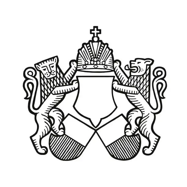 Vector illustration of Lions and a Crest