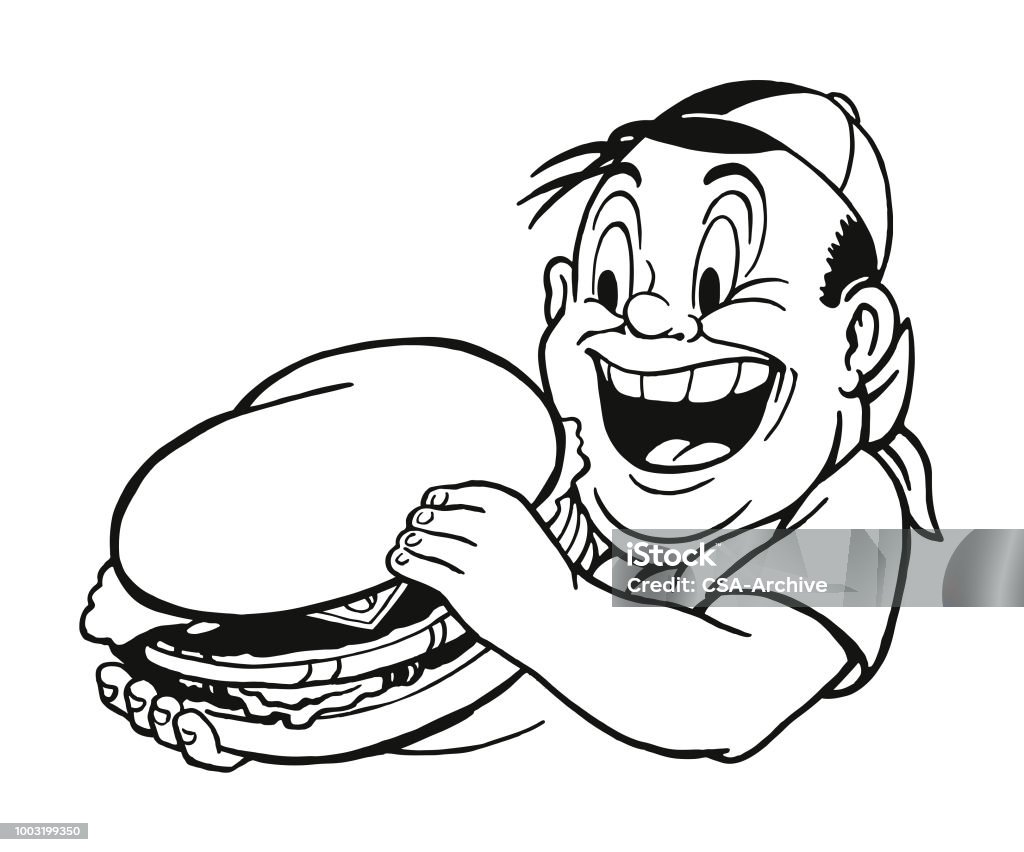 Man Eating a Hamburger Eating stock vector