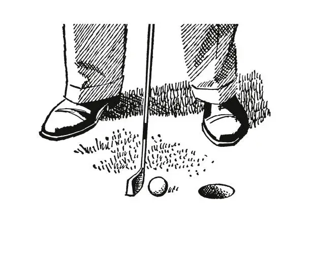 Vector illustration of Man Putting a Golf Ball