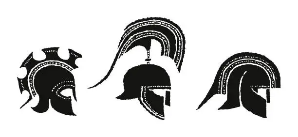 Vector illustration of Spartan Helmets
