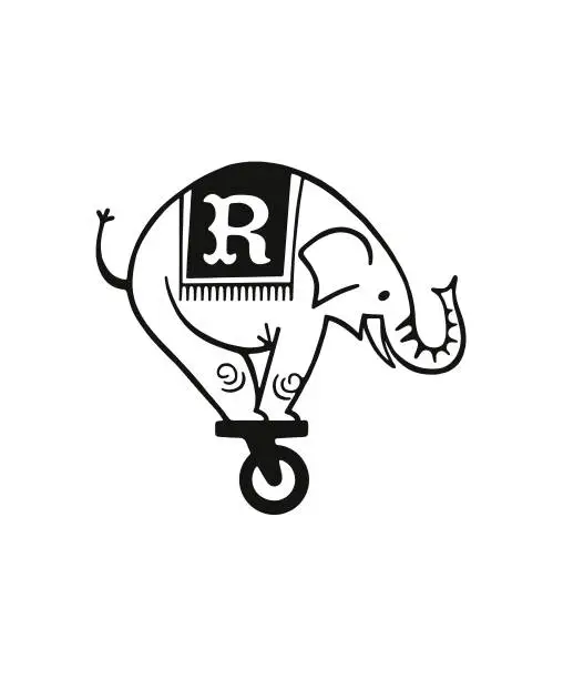 Vector illustration of Elephant Balancing on a Wheel