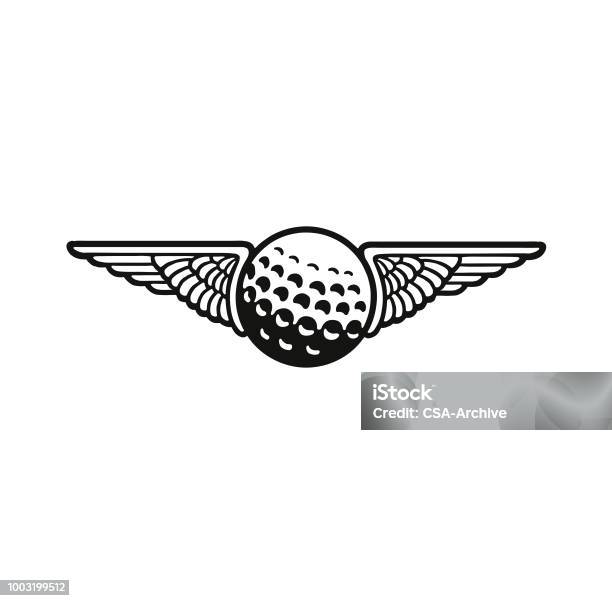 Wings And A Golf Ball - Arte vetorial de stock e mais imagens de Golfe - Golfe, Logótipo, Bola de Golfe