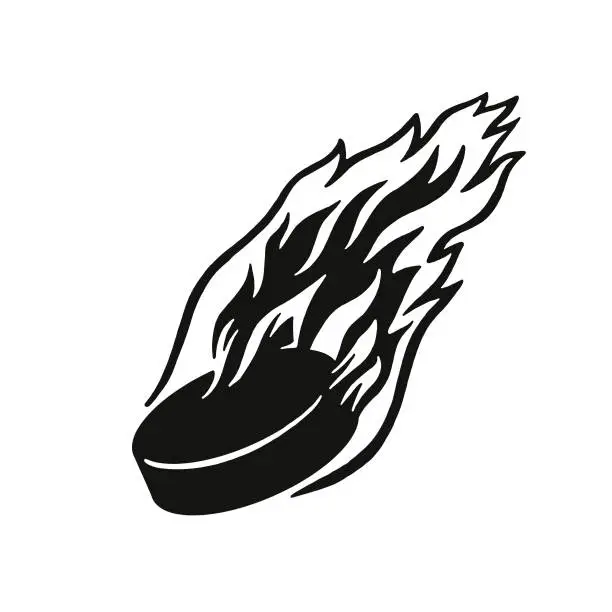 Vector illustration of Flaming Hockey Puck