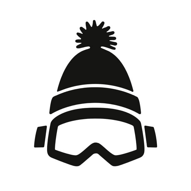 gogle zimowe i czapka - snowboard stock illustrations