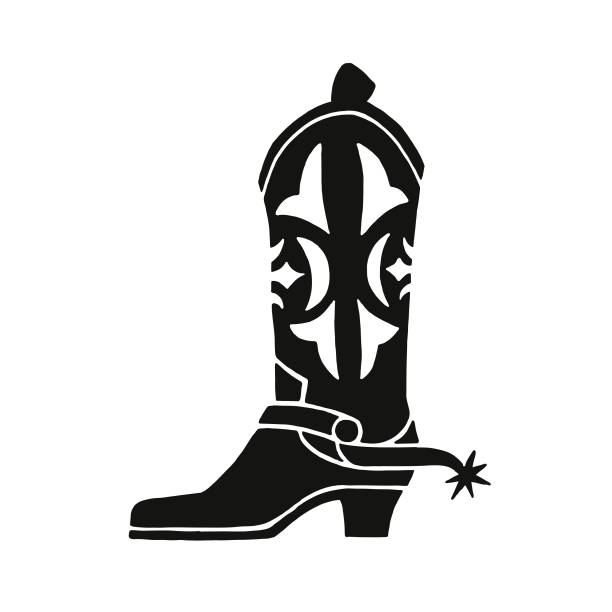 illustrazioni stock, clip art, cartoni animati e icone di tendenza di stivale cowboy - wild west boot shoe cowboy