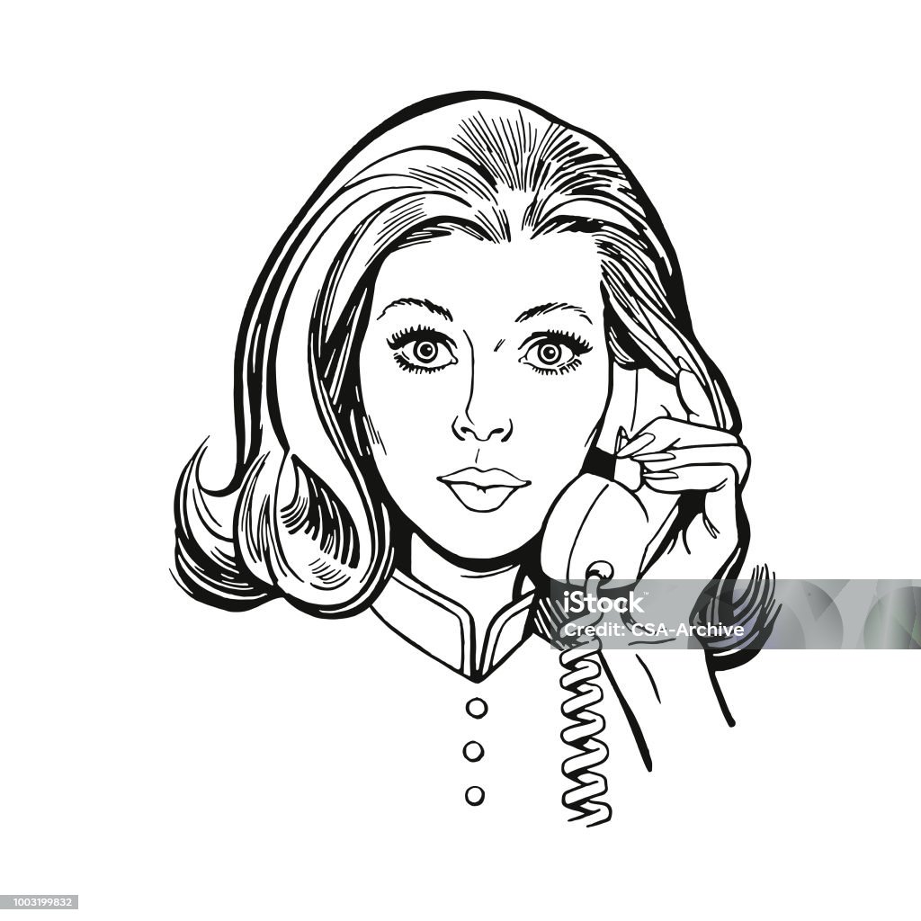 Woman Listening to the Telephone One Woman Only stock vector