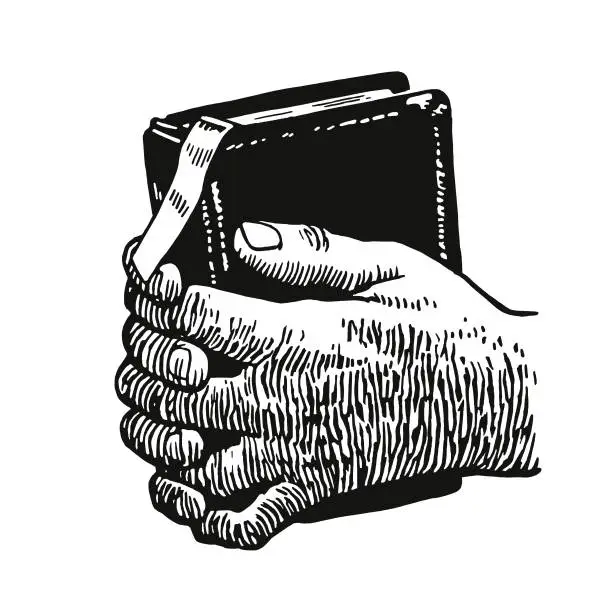 Vector illustration of Hands Clasping a Book