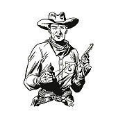 istock Cowboy Holding Revolvers 1003199948