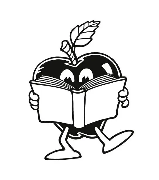 Vector illustration of Apple Reading a Book