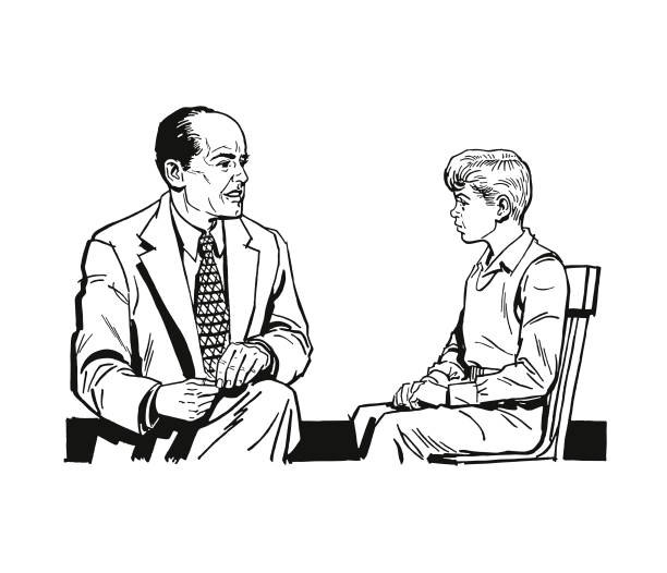 Man Talking to a Boy Man Talking to a Boy school counselor stock illustrations