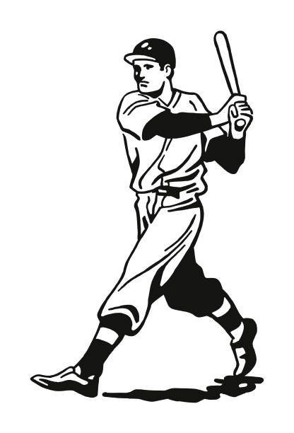 野球選手 - hitting playing baseball athlete点のイラスト素材／クリップアート素材／マンガ素材／アイコン素材