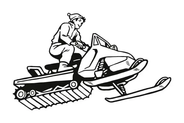 Vector illustration of Snowmobile Rider