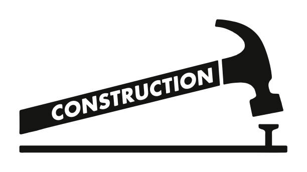 строительный молоток и гвоздь - hammer nail work tool construction stock illustrations