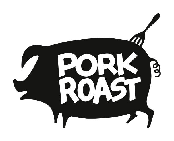 Pork Roast Pork Roast bbq logos stock illustrations