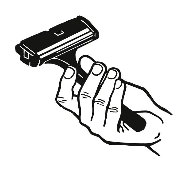 Vector illustration of Hand Holding a Razor