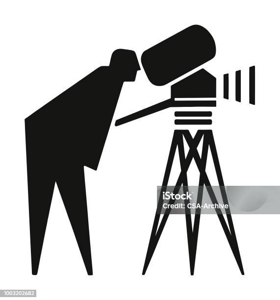 Silhouette Of A Cameraman Stock Illustration - Download Image Now - Logo, Movie, In Silhouette