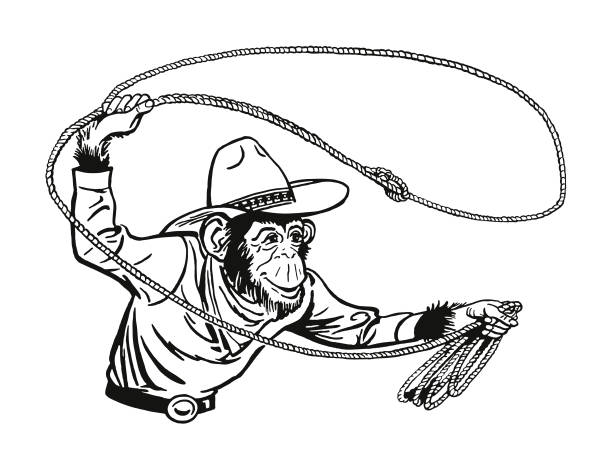 帶套索的牛仔猴 - 猴子 圖片 幅插畫檔、美工圖案、卡通��及圖標