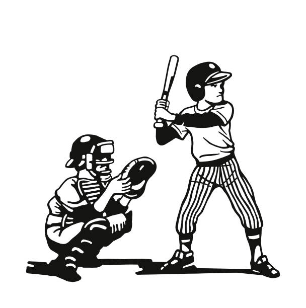 野球選手 - hitting playing baseball athlete点のイラスト素材／クリップアート素材／マンガ素材／アイコン素材