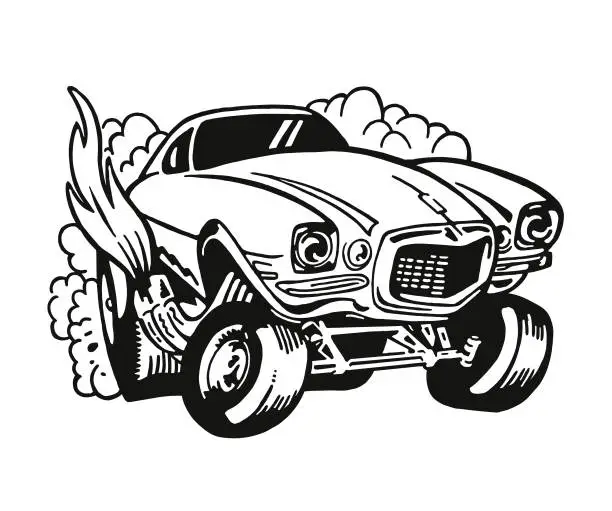 Vector illustration of Hot Rod Car