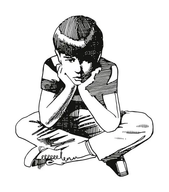 Vector illustration of Bored Boy