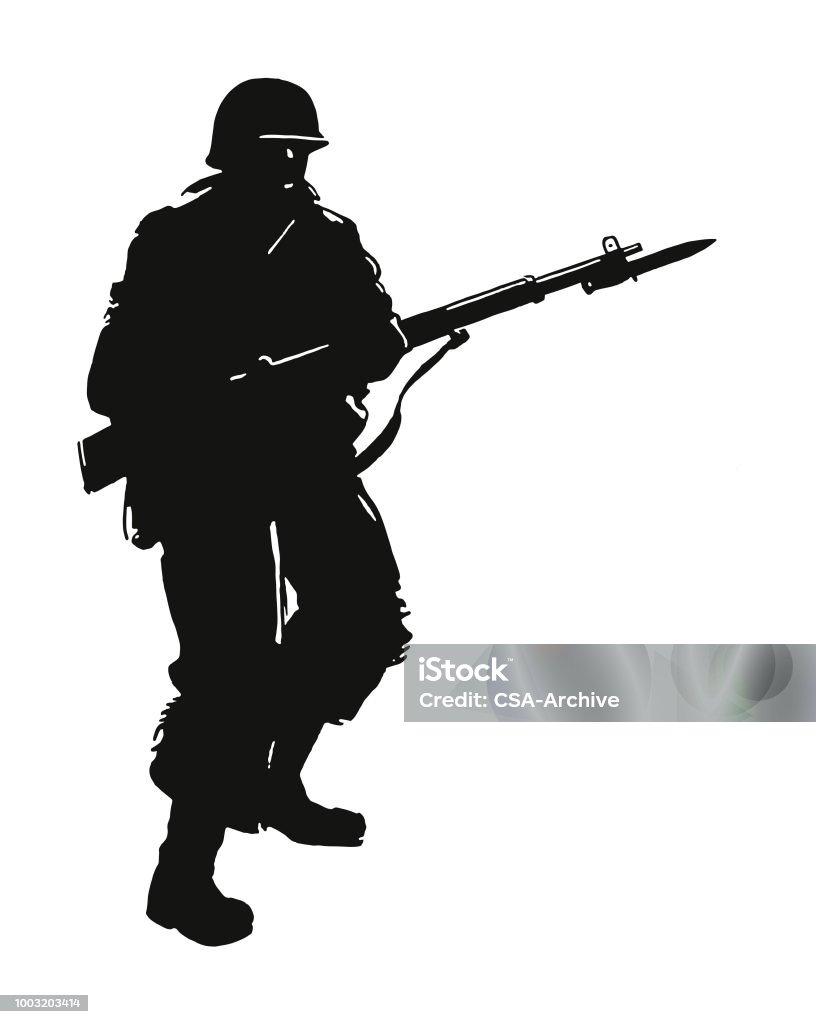 Soldier with Rifle Bayonet stock vector