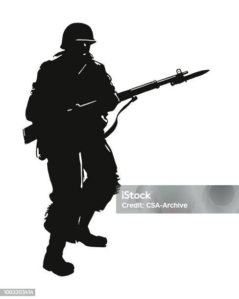 Soldier With Rifle Stock Illustration - Download Image Now - Bayonet, Army Soldier, Army