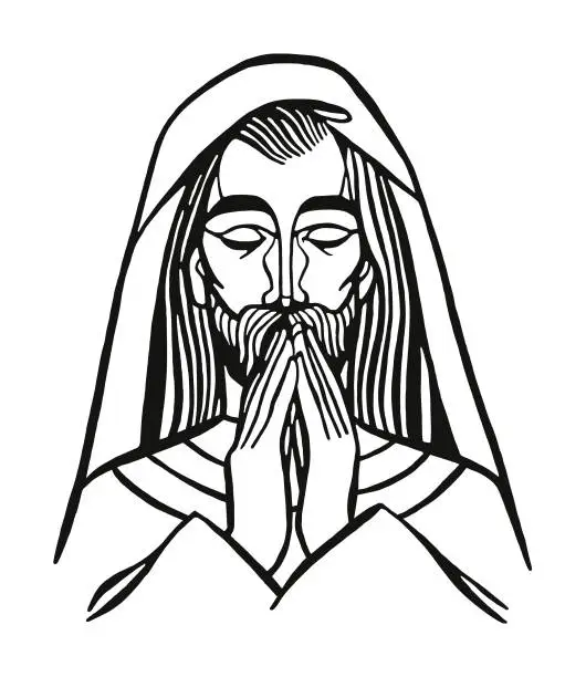 Vector illustration of Jesus Praying