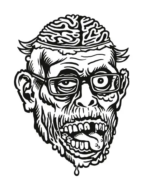 Vector illustration of Brains Creature Wearing Glasses