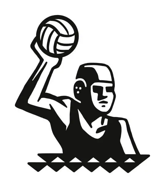 Vector illustration of Athlete Playing Water Polo