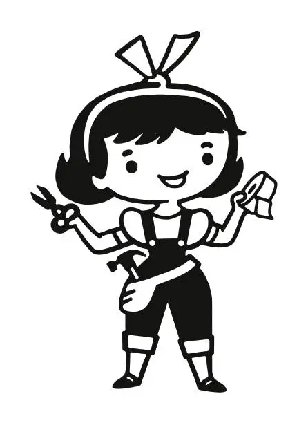 Vector illustration of Girl with Tools