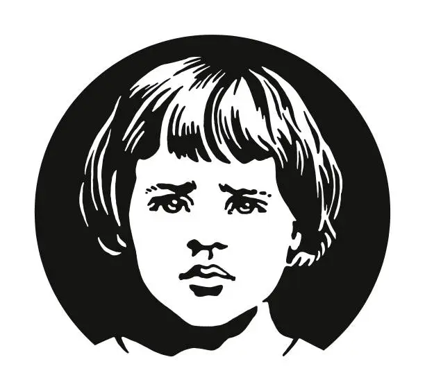 Vector illustration of Sad Face of a Girl