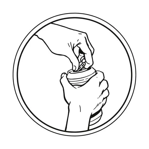 Vector illustration of Opening a Can of Beer