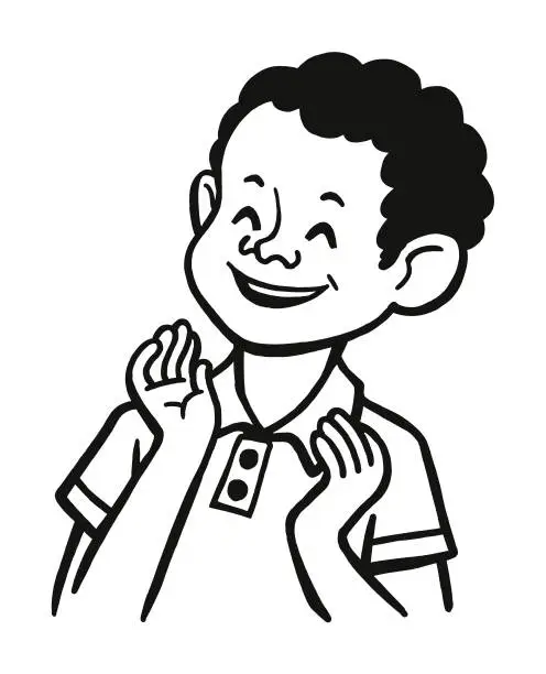 Vector illustration of Boy Smiling and Clapping